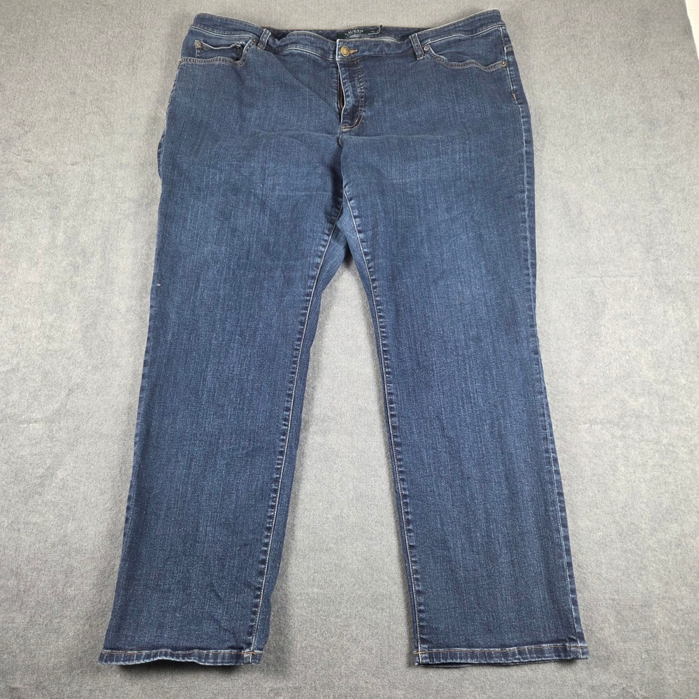 Lauren Ralph Lauren Straight‎ Leg Jeans Womens 22W Blue Good Dark Wash Stretch